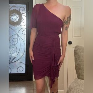 Alice + Olivia One-Shoulder Plum Dress